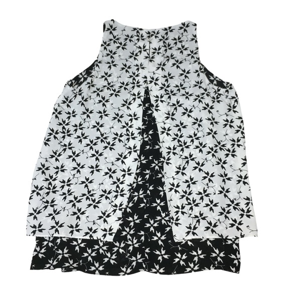 Premise Studio Layered Split Back White Black Print Sleeveless Top Womens Small - Picture 6 of 10